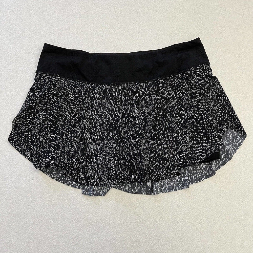 Lululemon Quick Pace Skirt 13” Soundwave White Black Print Golf Tennis Skort 8